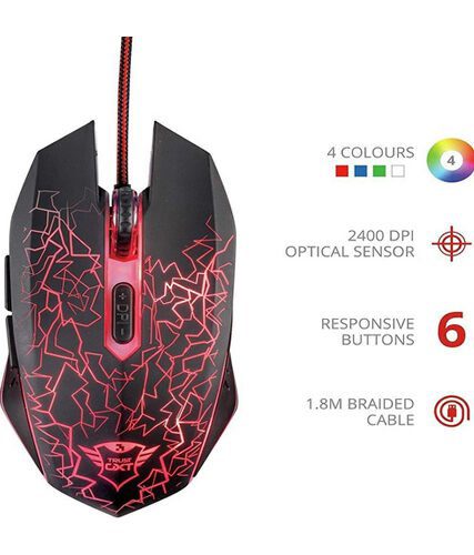 Mouse Gamer Trust Alambrico GTX 105 Izza Negro