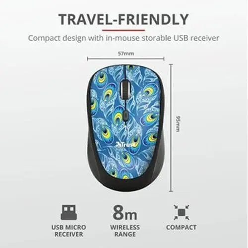 Mouse Trust Inalambrico USB Yvi Peacock - Imagen 2