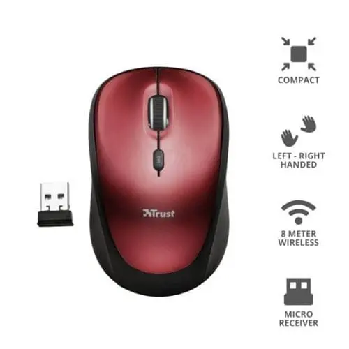Mouse Trust Inalambrico USB Yvi Rojo - Imagen 2